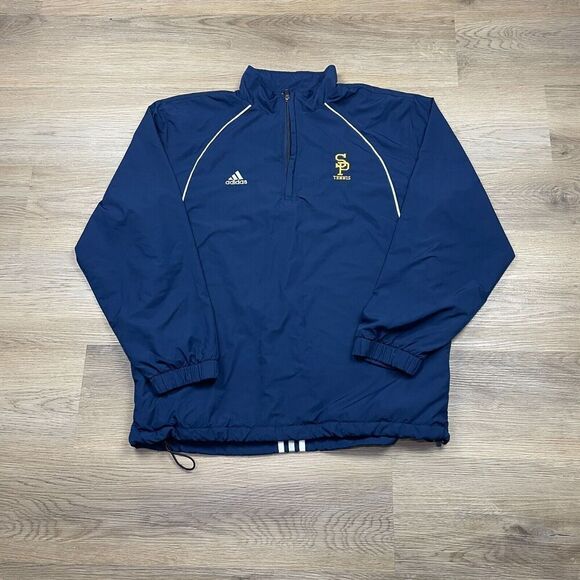 Vintage Adidas Jacket Mens Medium Blue Windbreaker Zip 90s Relaxed Fit - Picture 1 of 9